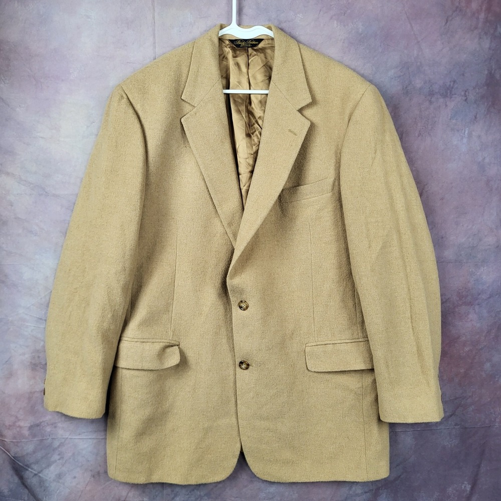 Brooks Brothers USA 100% Camelhair Blazer Sport Coat Tan Wheat Size 43L Long